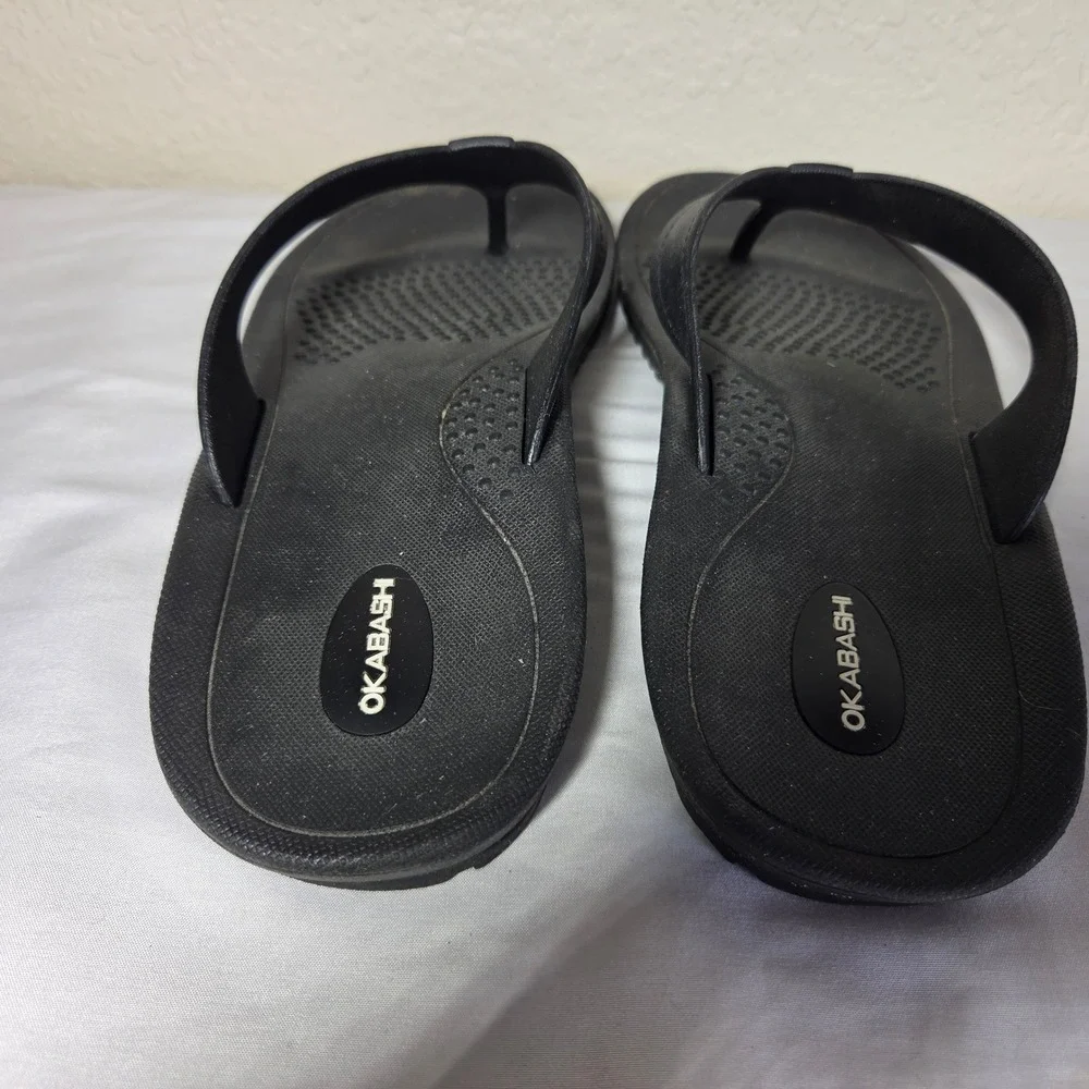 Okabashi Mens Surf Flip Flop Sandals Black Size XL 12-13 Made in USA Casual